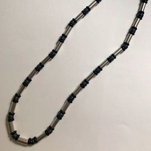 Necklace, Black & Silver Mens